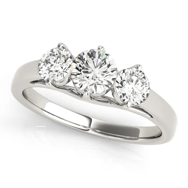 Ladies delicate pave wedding rings -Three Stone Diamond Engagement Ring