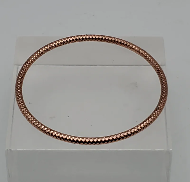 ladies cuff bracelets bold statement -Vintage Solid Copper Faceted Bangle