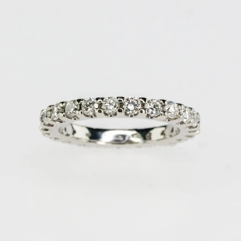 Ladies mountain ridge wedding rings -14K White Gold 1.10ctw Round Diamond Eternity Wedding Band Ring Size 5