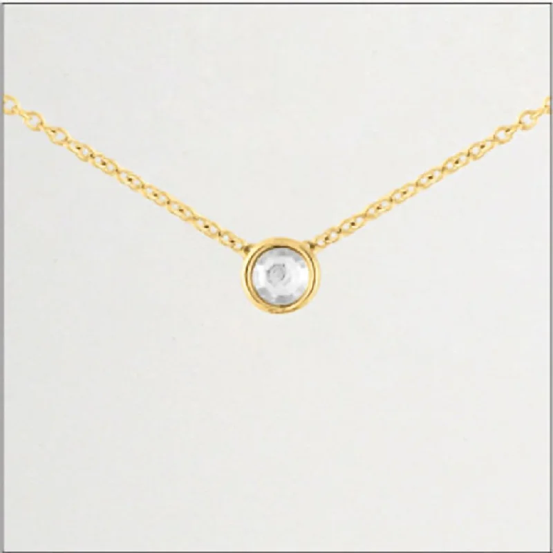 Ladies Necklaces with Vibrant Gems-Center Court : Gold Single Crystal Layers Necklace