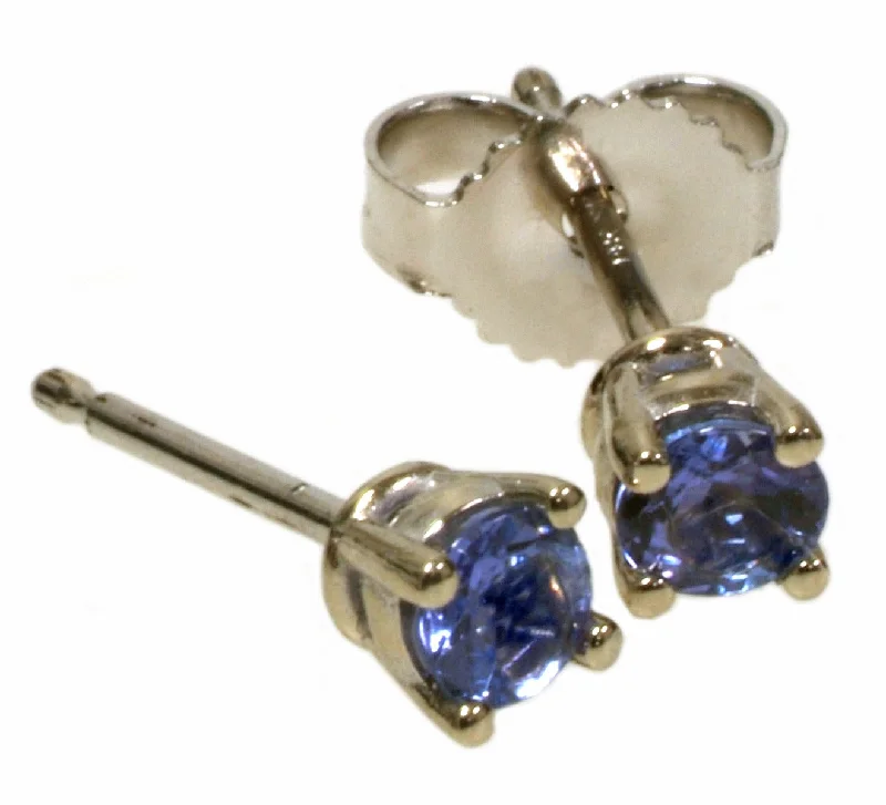 Ladies zen harmony earrings -3MM Tanzanite Stud Earrings in 14K White Gold