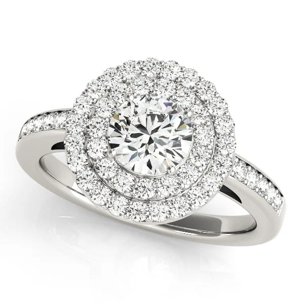 Ladies ocean swirl wedding rings -Halo Diamond Engagement Ring