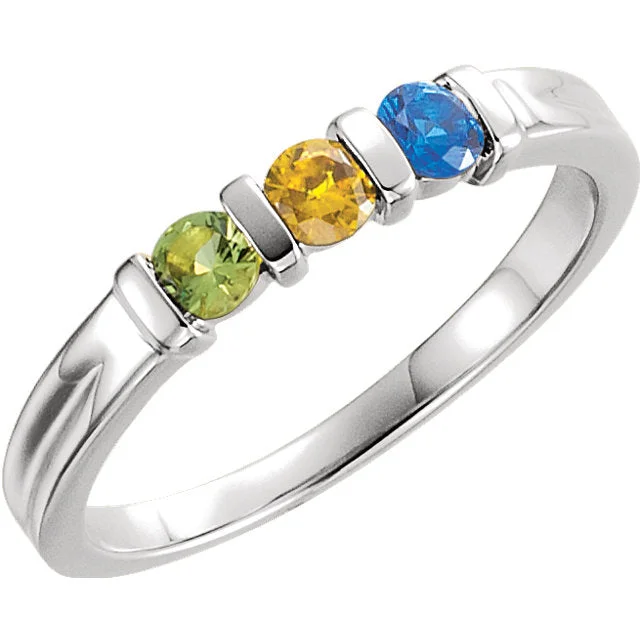 Ladies glowing opal rings -Channel Set Round Mother's Family Birthstone Ring