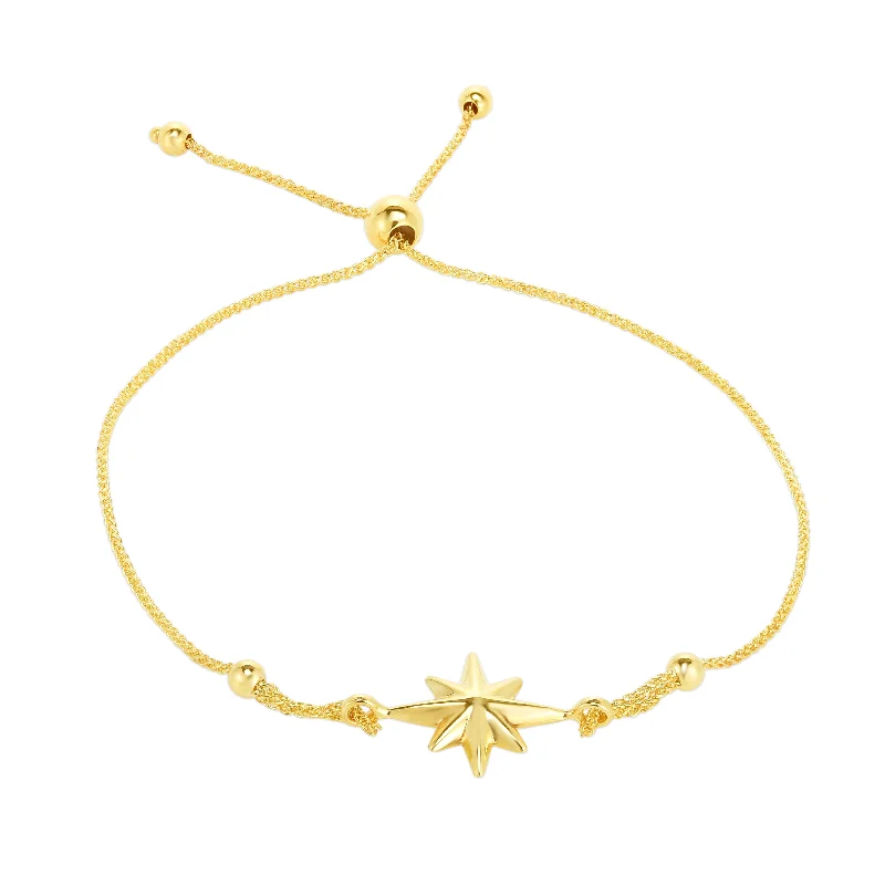 elegant bracelets for women weddings -14K Gold North Star Bolo Bracelet