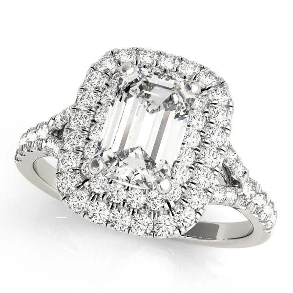 Ladies fine band wedding rings -Halo Diamond Engagement Ring