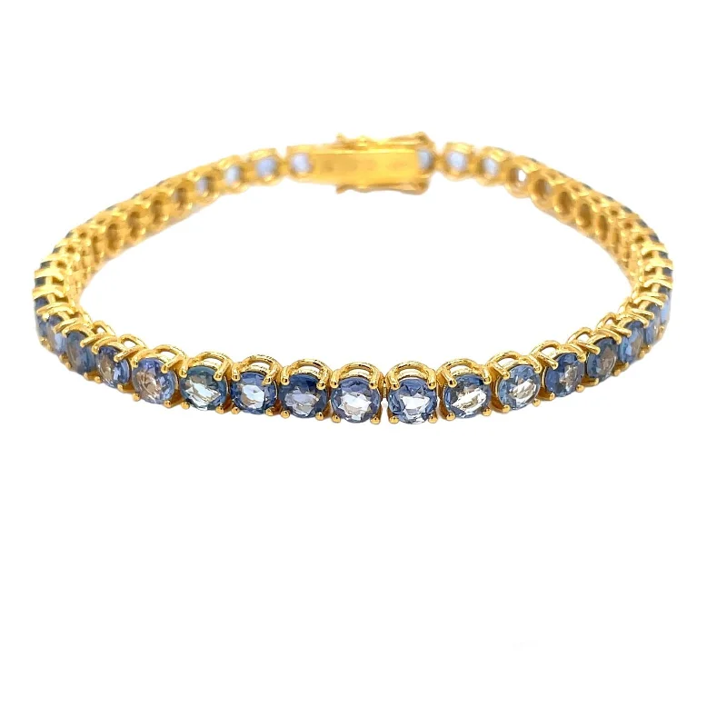 ladies bracelets chevron patterns -CTW 11 Natural Blu Sapphire Gold Tennis Bracelet