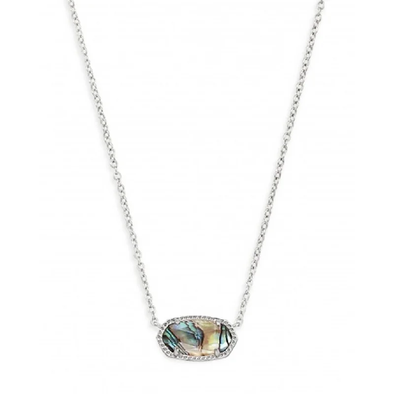 Ladies Necklaces for Winter Shine-Kendra Scott : Elisa Short Pendant Necklace in Rhodium Abalone Shell