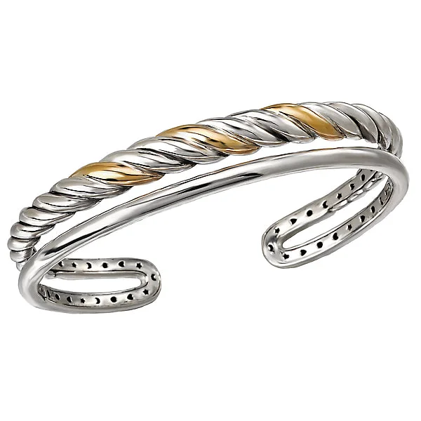 gold spiral bracelets for women -Ladies Fashion Two-Tone Bangle