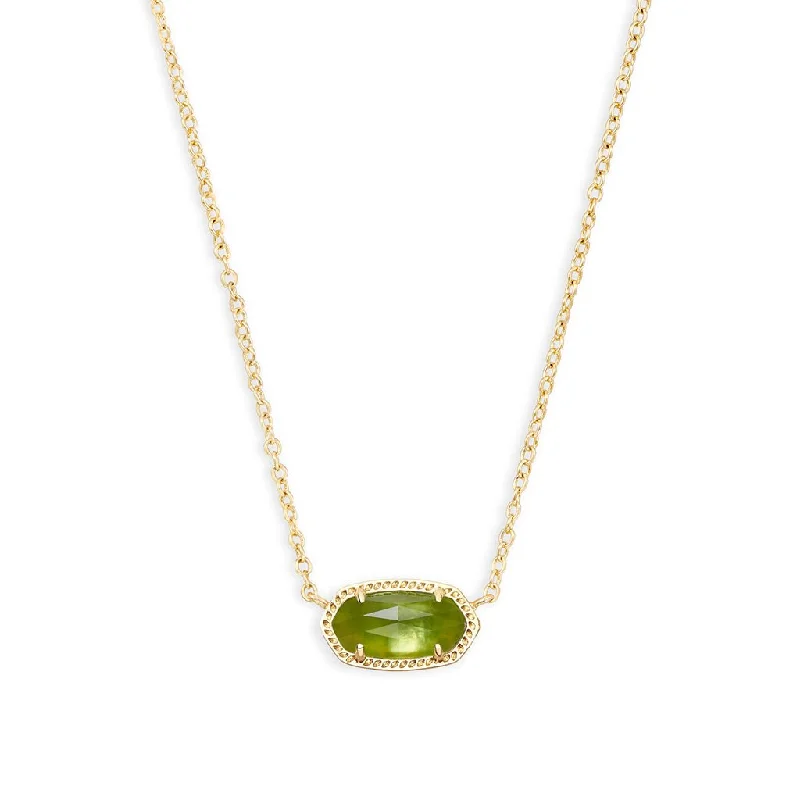 Ladies Necklaces with White Phenakite-Kendra Scott : Elisa Gold Pendant Necklace in Peridot Illusion