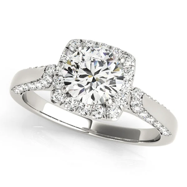 Ladies circular gleam wedding rings -Halo Diamond Engagement Ring