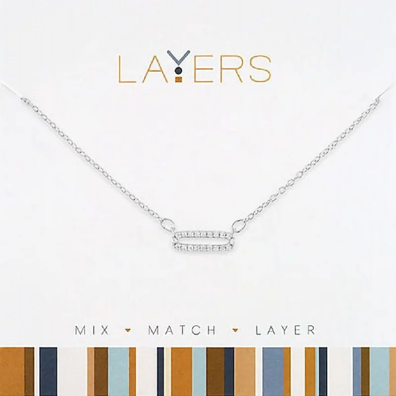 Ladies Necklaces with Green Emerald-Center Court : Silver CZ Single Link Layers Necklace