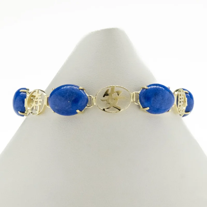 silver floral charm bracelets for women -Lapis Lazuli Bracelet in 14K Yellow Gold