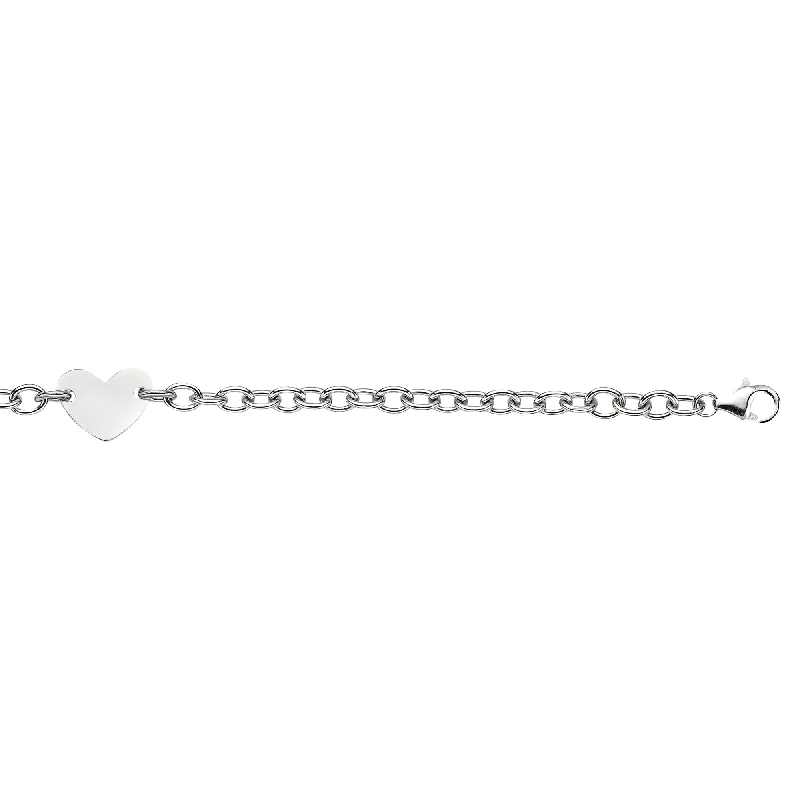 ladies tennis bracelets with diamonds -Silver Heart Tag Bracelet