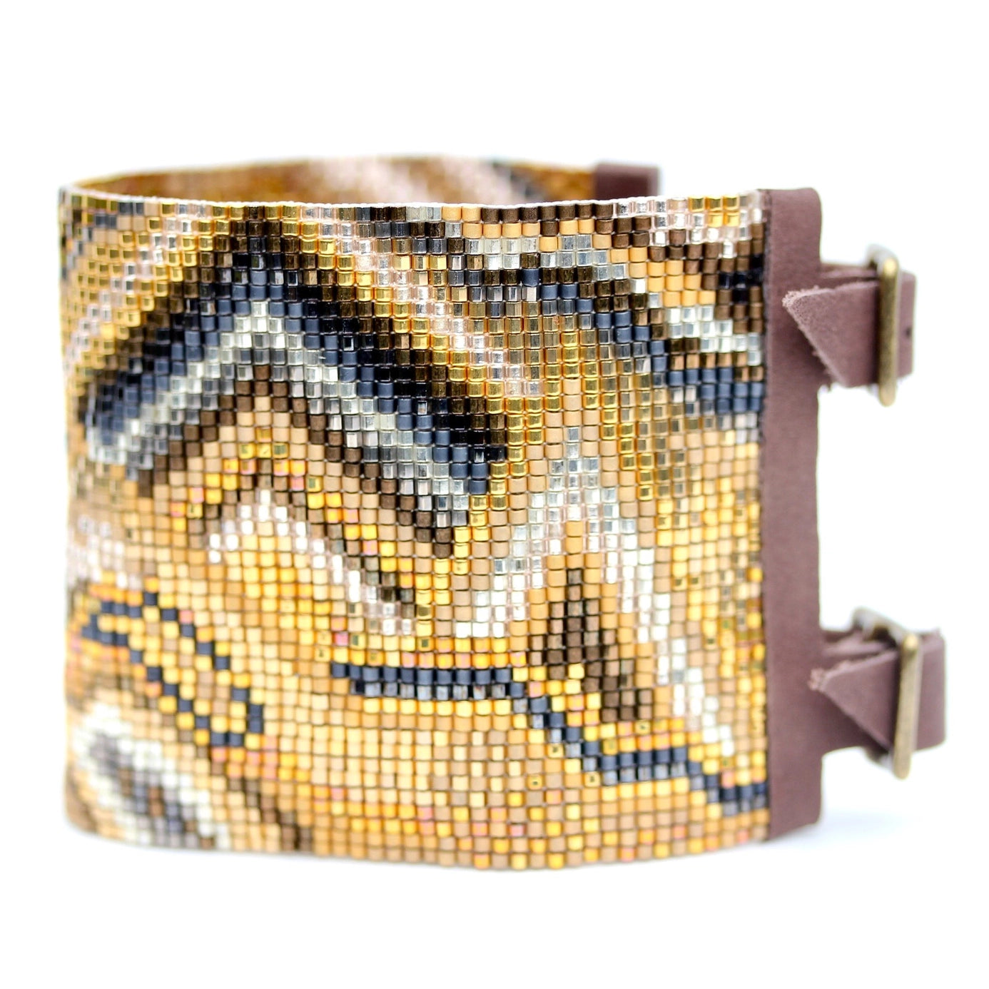 crystal bracelets for women sparkling -Oro Handwoven 24kt Gold Plated Beaded Cuff Bracelet