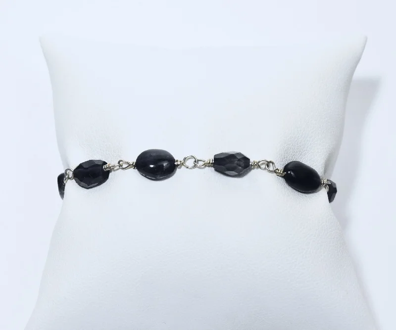 simple bracelets for women matte finish -Amethyst Bead Toggle Bracelet