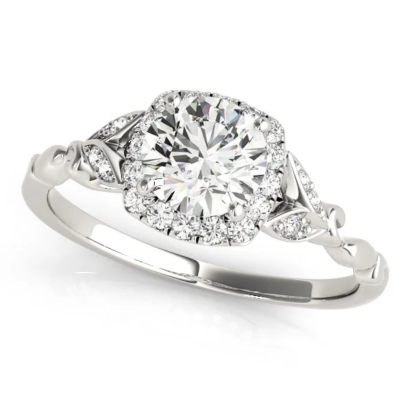 Ladies memory gleam wedding rings -Halo Diamond Engagement Ring