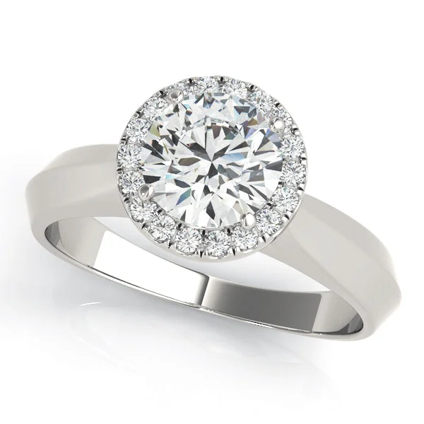 Ladies coastal tide wedding rings -Halo Diamond Engagement Ring