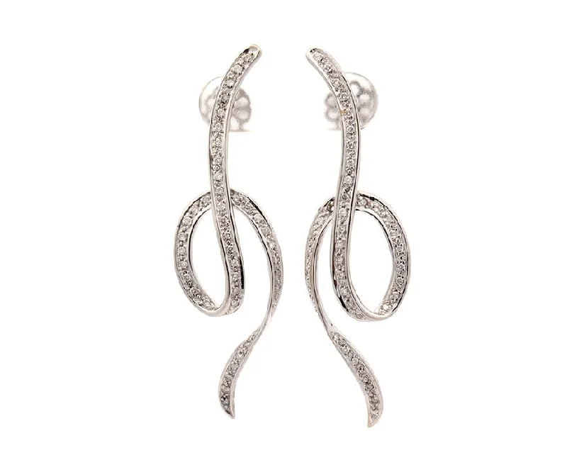 Ladies team spirit earrings -0.60ctw Diamond Swirl Loop Earrings in 14K