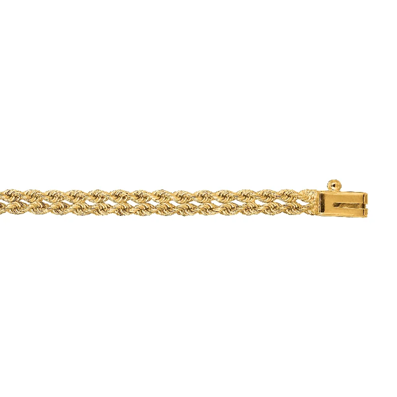 ladies leather bracelets with accents -14K Gold 3.9mm Multi-Row Rope Chain Bracelet