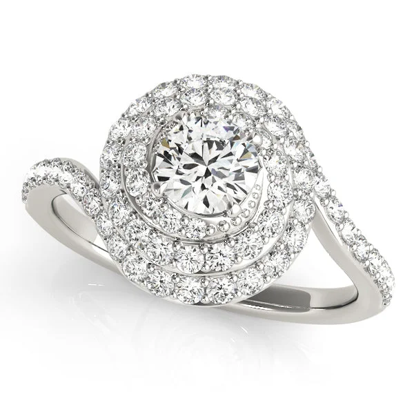 Ladies maternal bond wedding rings -Halo Diamond Engagement Ring