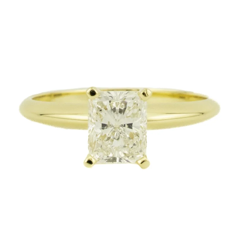 Ladies broad band wedding rings -GIA 1.16ctw Radiant Solitaire Diamond Engagement Ring in 14K Yellow Gold - Size 6