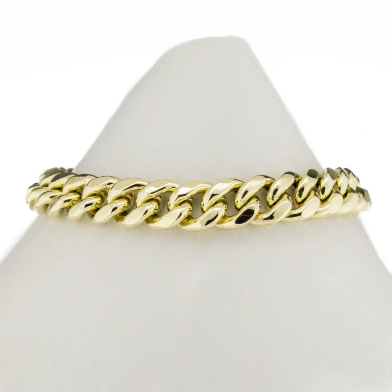 ladies silver bracelets emerald stones -Hollow Curb Link 7.50" Bracelet in 10K Yellow Gold - 16.5 Grams