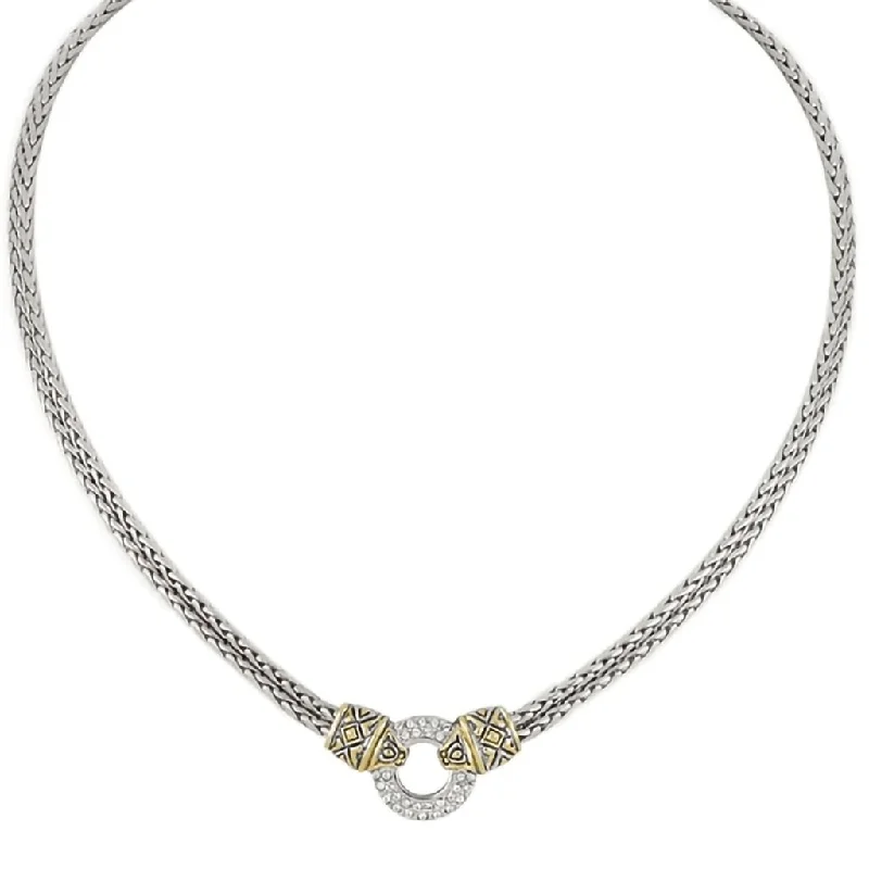 Ladies Necklaces with Beaded Shine-John Medeiros : Antiqua Pavé Circle Double Strand Necklace