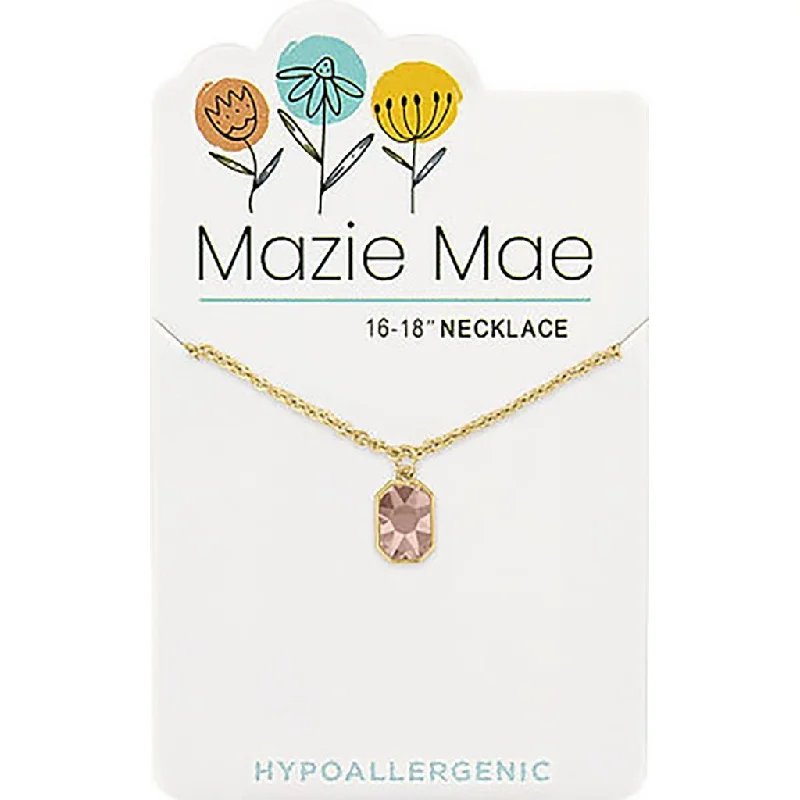 Ladies Necklaces Curved Shine-Center Court: Gold Vintage Rose Solitaire Mazie Mae Necklace