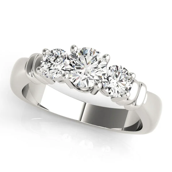 Ladies blooming floral wedding rings -Three Stone Diamond Engagement Ring