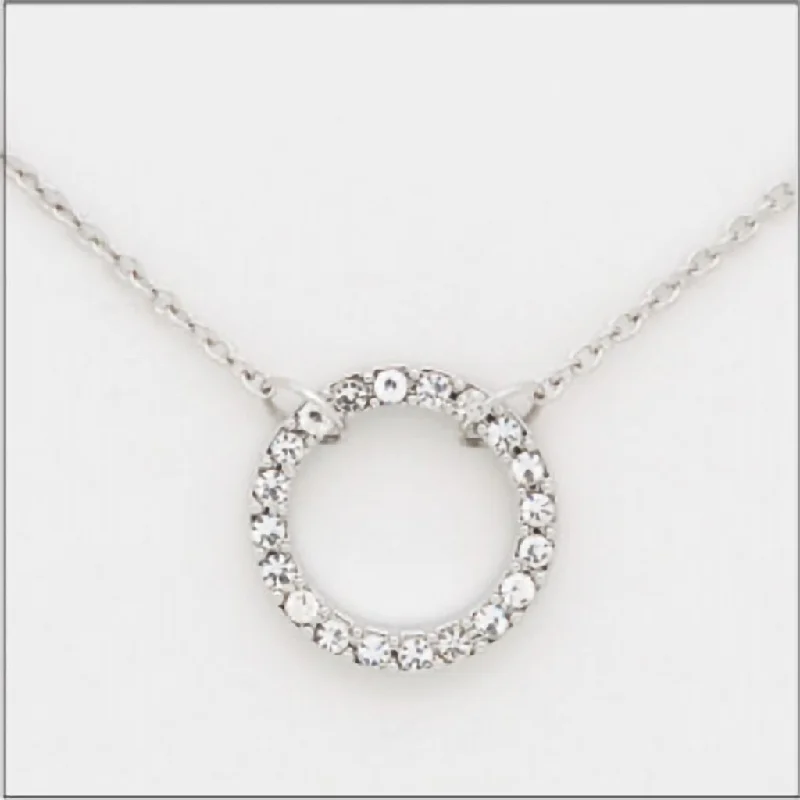 Ladies Necklaces Multi-Layer Glow-Center Court : Silver CZ Decorative Circle Layers Necklace