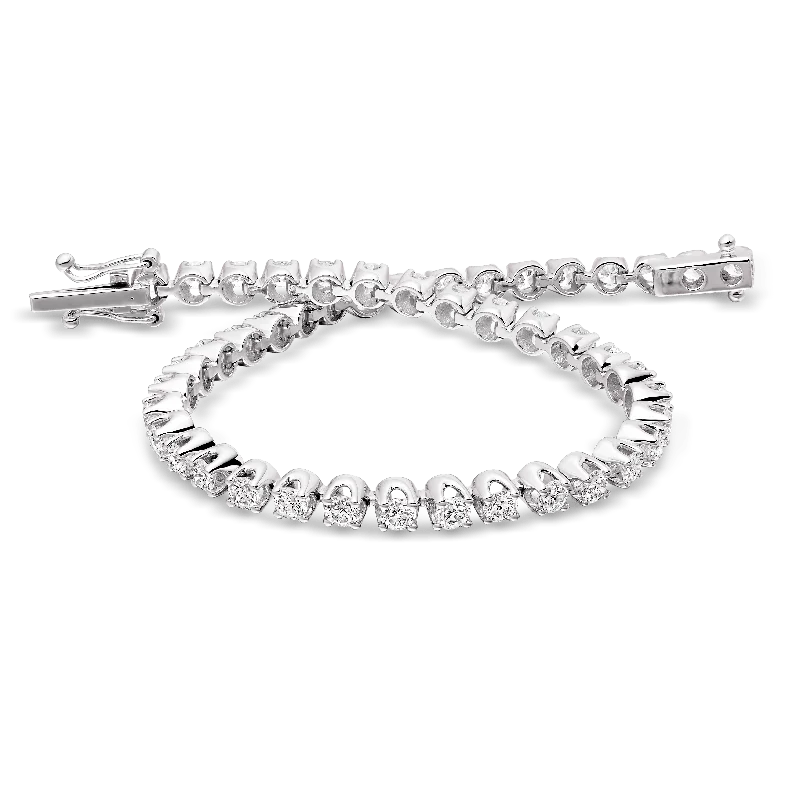 affordable bracelets for ladies under 50 -Elara 18ct White Gold Crown Set Diamond Bracelet