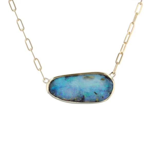 Ladies Necklaces with Aqua Hemimorphite-Opal Necklace