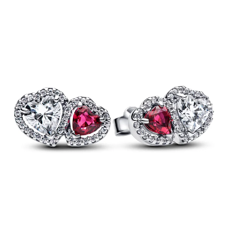 Ladies rugged charm earrings -Halo Hearts Stud Earrings 293633C01