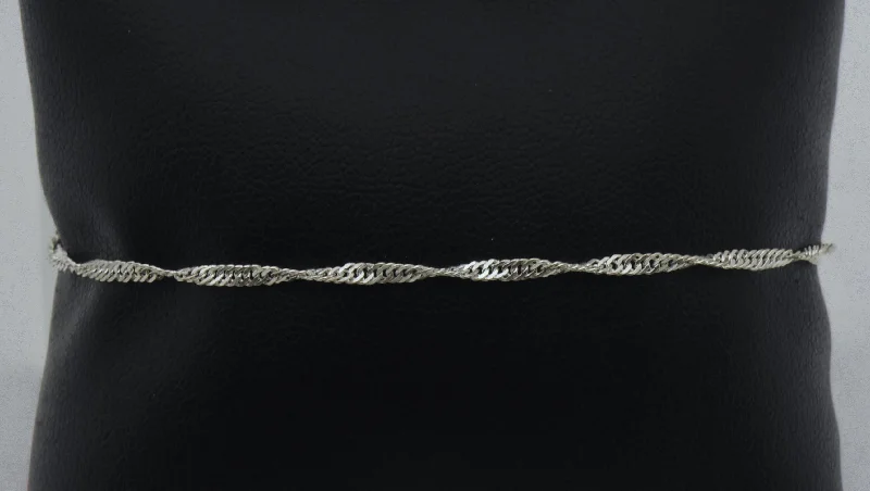 premium platinum bracelets for women -Vintage Italian Sterling Silver Singapore Link Chain Bracelet - 7.5"