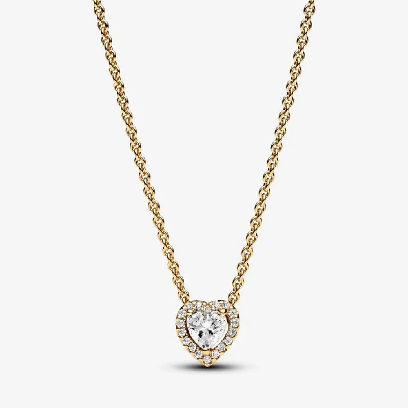 Ladies Necklaces for Holiday Spark-PANDORA : Sparkling Heart Collier Necklace - Gold