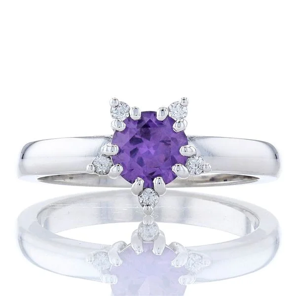 Ladies serene blue wedding rings -Purple Sapphire Star Engagement Ring