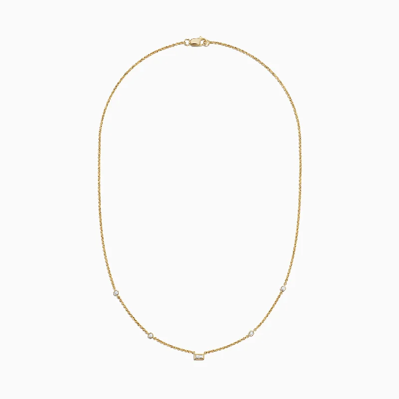 Ladies Necklaces for Pioneer Glow-D'Oro 14K Yellow Gold Diamond Station Necklace, 0.23 TCW