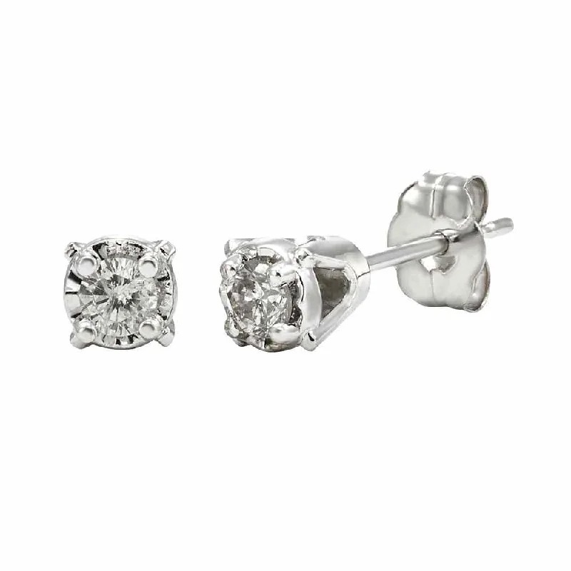 Ladies autumn hue earrings -Miracle Studs 14K White Gold Solitaire Diamond Earrings 0.25cttw ER25RD-W4WMP-IN