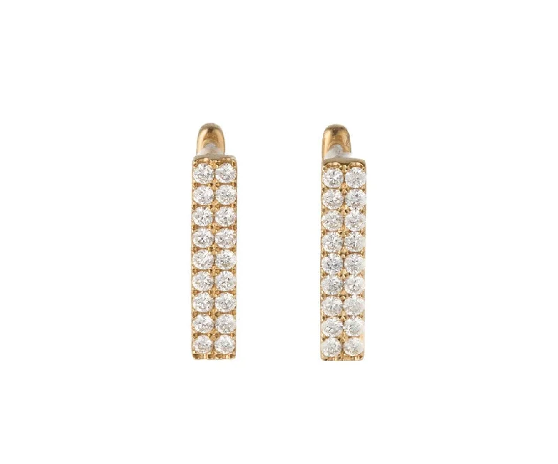 Ladies single hue earrings -New 0.77ctw Diamond Double Row Square Hoop Earrings in 14K