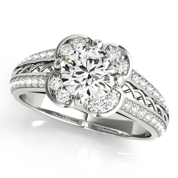 Ladies luminous crystal wedding rings -Halo Diamond Engagement Ring