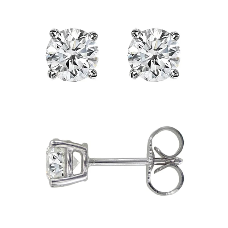 Ladies coastal tide earrings -14Kt White Gold .50Ct Princess Diamond Stud Earring DWGE606