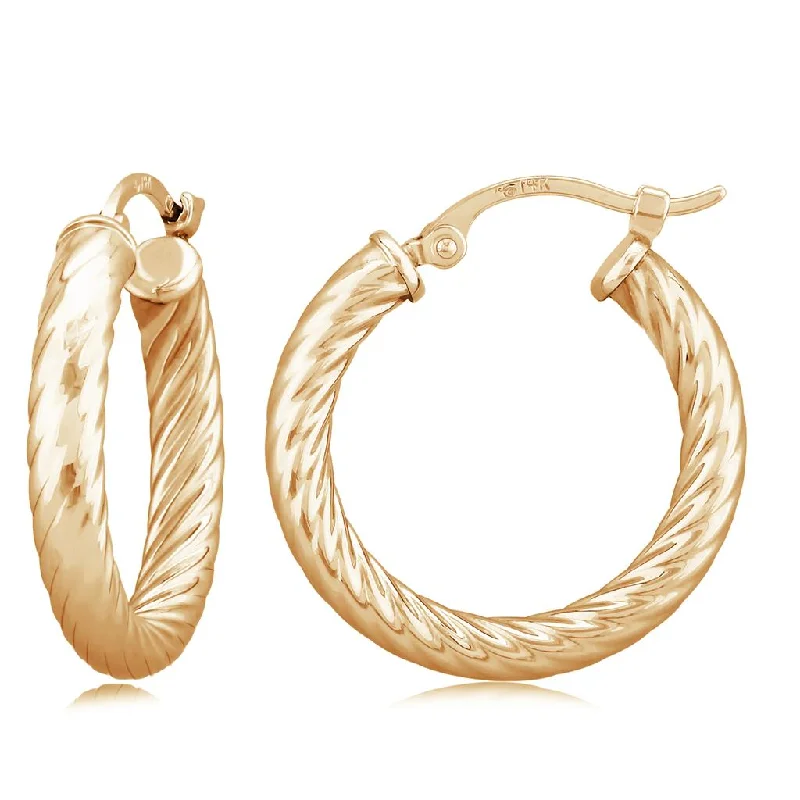 Ladies rugged charm earrings -Twist Tube Hoop Earrings