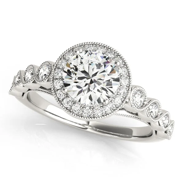 Ladies antique treasure wedding rings -Halo Diamond Engagement Ring