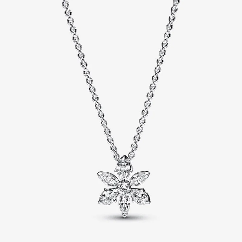 Ladies Necklaces Luxe Spark-PANDORA : Sparkling Herbarium Cluster Pendant Necklace (17.7")