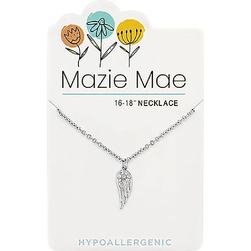 Ladies Necklaces Braided Spark-Center Court: Silver Angel Wing Mazie Mae Necklace