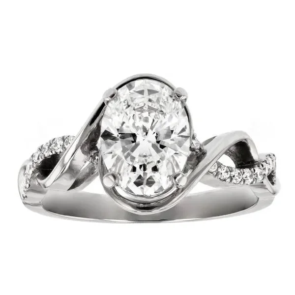 Ladies deco flair wedding rings -Oval diamond engagement ring with woven twist band