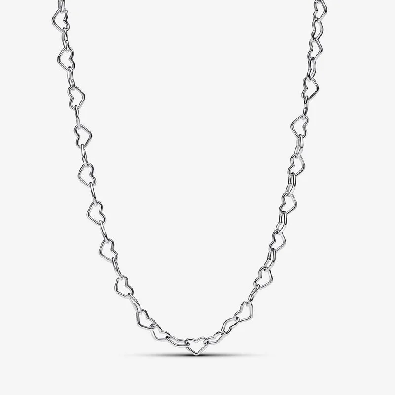 Ladies Necklaces with Cross Shine-PANDORA : Linked Hearts Collier Necklace -Silver