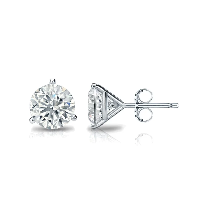 Ladies fanciful gleam earrings -14K White Gold Lab Grown Round Diamond Martini Earrings ER678