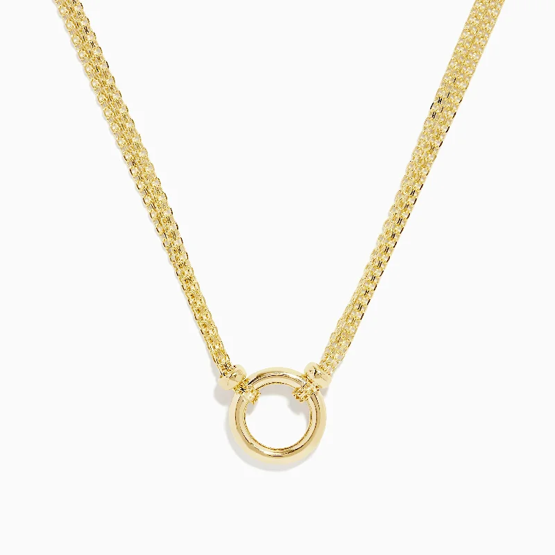 Ladies Necklaces with Silver Cassiterite-14K Yellow Gold 18" Circle Necklace