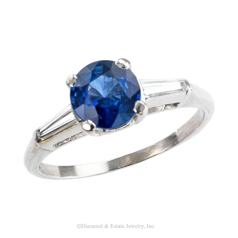 Ladies celestial star wedding rings -Sapphire Diamond Platinum Engagement Ring